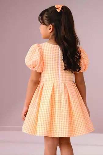 Orange woven cotton dress