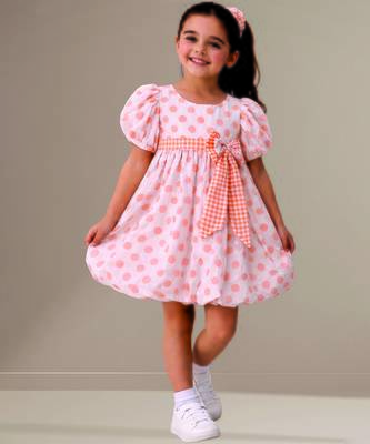 Orange printed cotton dress 1