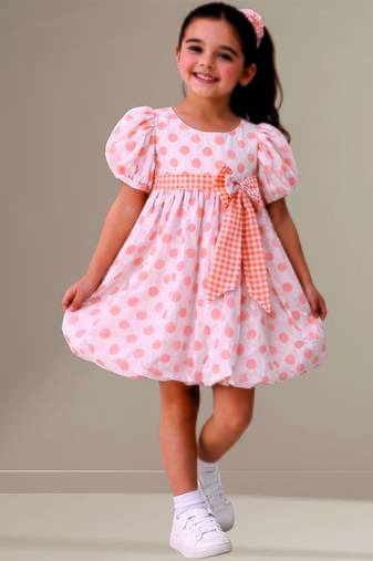 Orange printed cotton dress