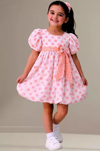 Orange printed cotton dress