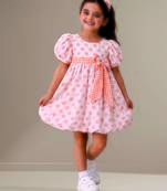 Orange printed cotton dress