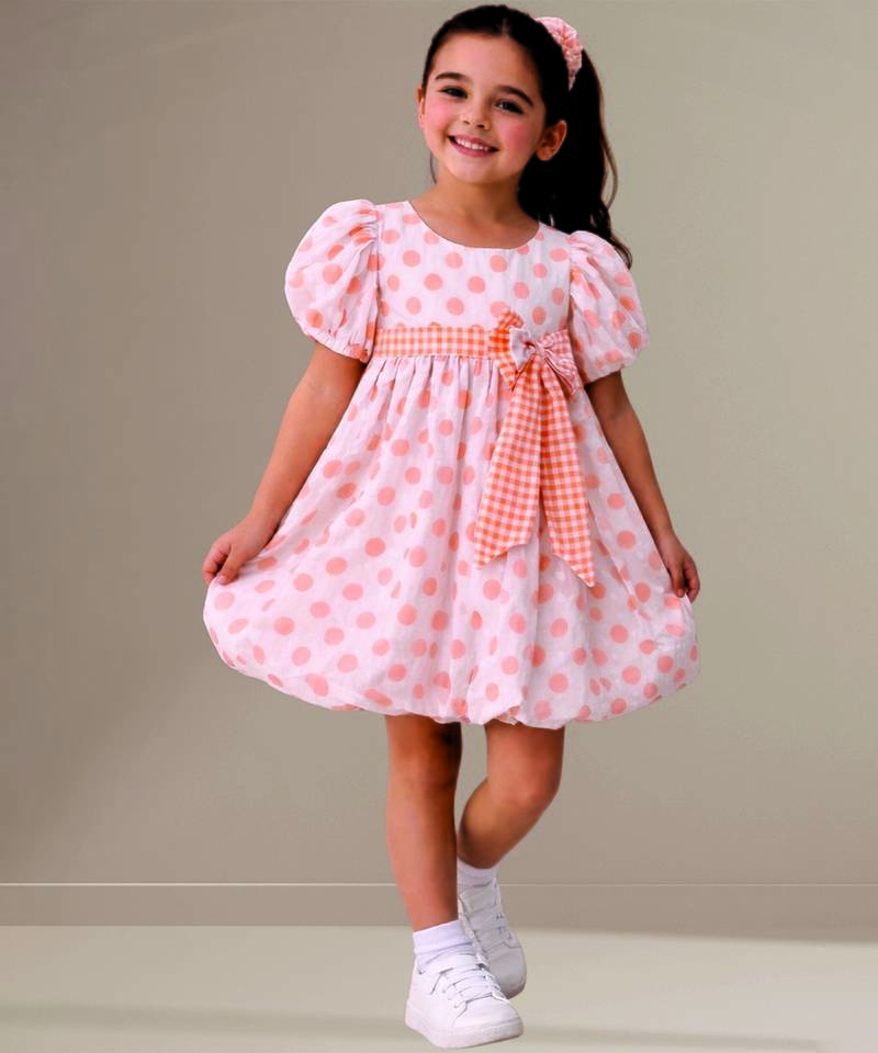 Orange printed cotton dress