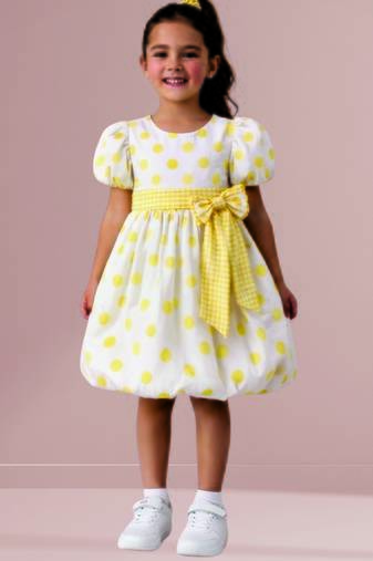 Yellow printed cotton dress