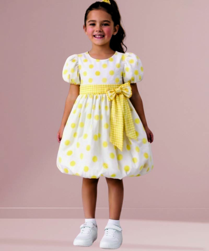 Yellow printed cotton dress