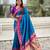 Blue paithani silk zari weaving saree with contrast blouse piece