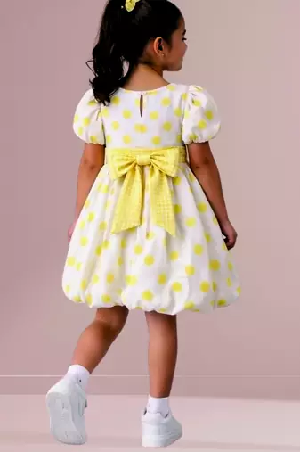 Yellow printed cotton dress