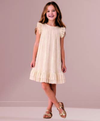 Golden woven polycotton dress 1