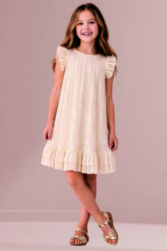 Golden woven polycotton dress