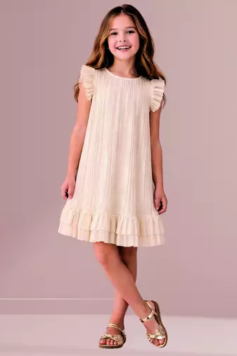 Golden woven polycotton dress