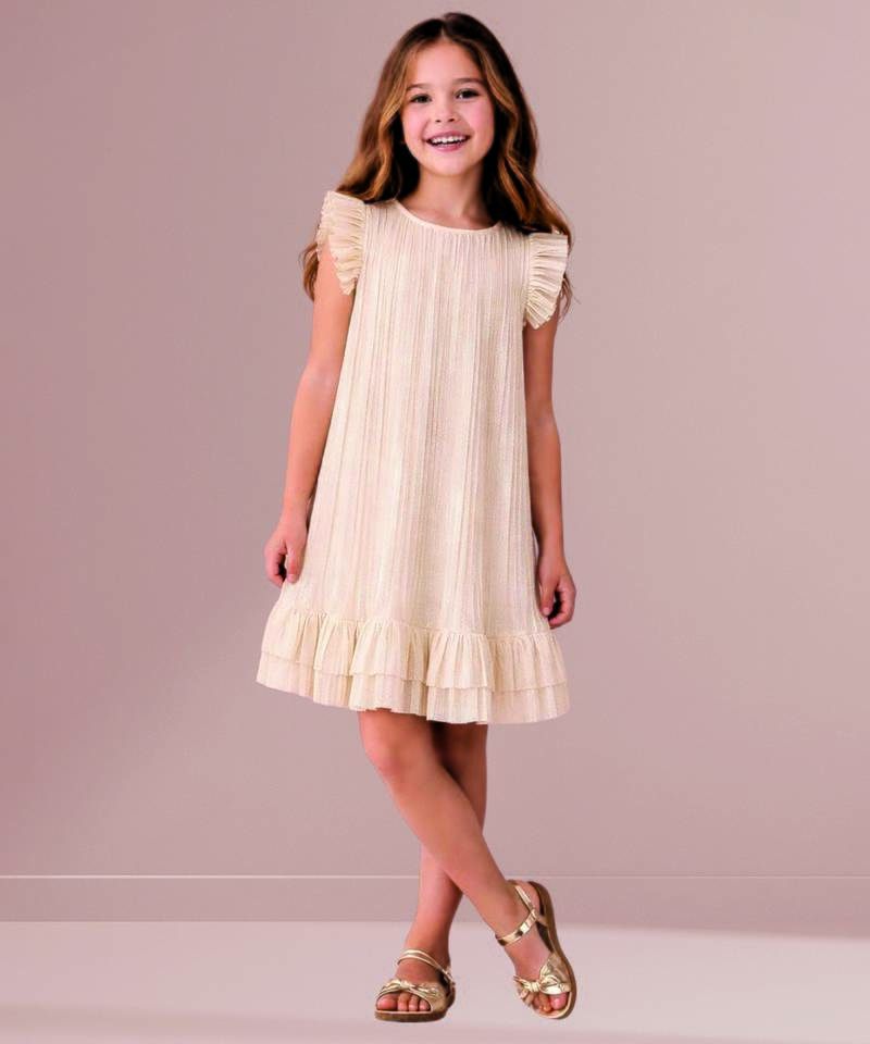 Golden woven polycotton dress