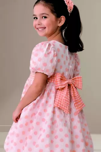 Orange printed cotton dress