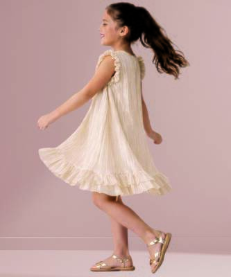 Golden woven polycotton dress 2