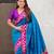 Blue paithani silk zari weaving saree with contrast blouse piece