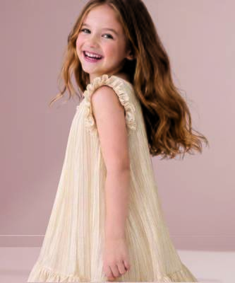 Golden woven polycotton dress 3