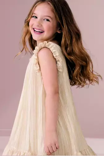Golden woven polycotton dress