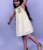 Golden embroidered polycotton dress