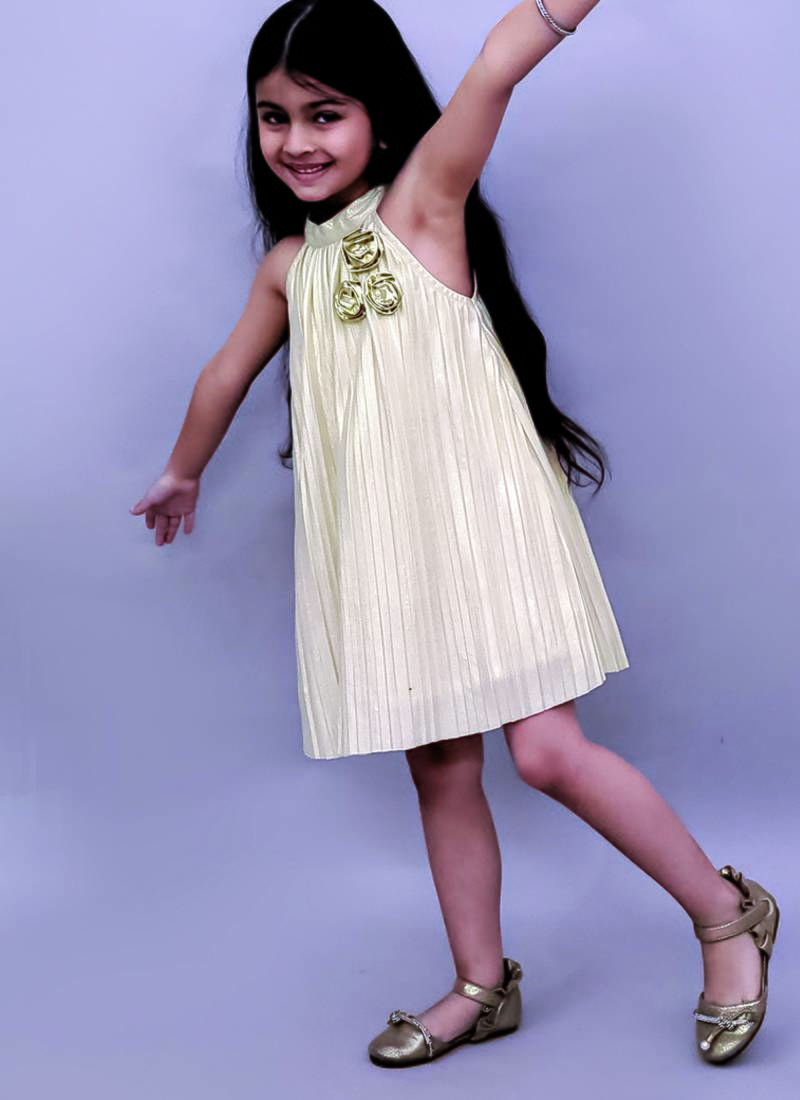 Golden embroidered polycotton dress