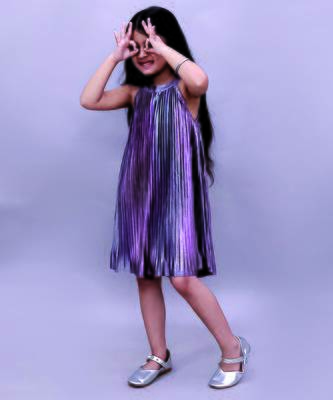 Mauve solid polycotton dress 1