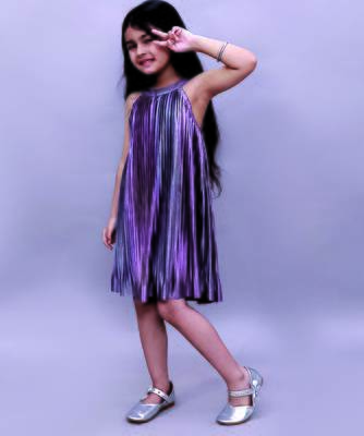 Mauve solid polycotton dress 2