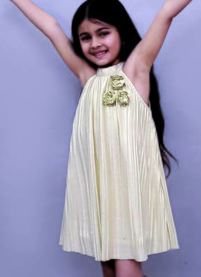 Golden embroidered polycotton dress 4