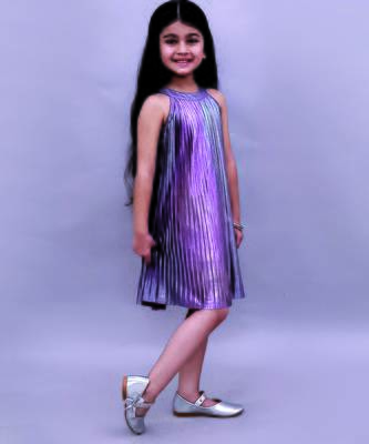 Mauve solid polycotton dress 3