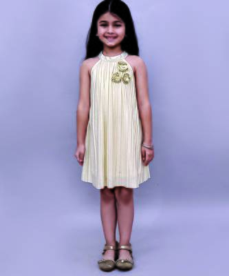 Golden embroidered polycotton dress 5