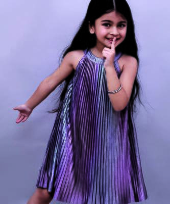 Mauve solid polycotton dress 4
