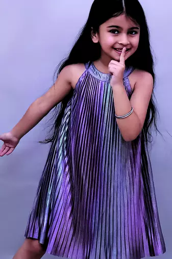 Mauve solid polycotton dress