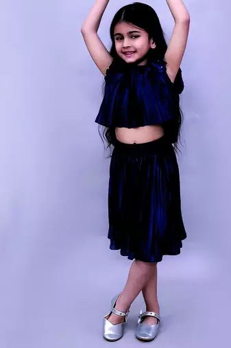 Navy blue woven polycotton co ord set