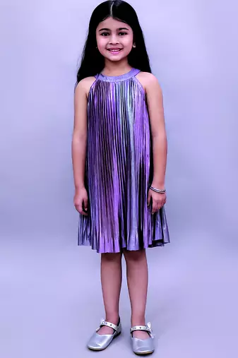 Mauve solid polycotton dress