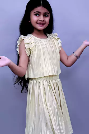 Golden woven polycotton co ord set