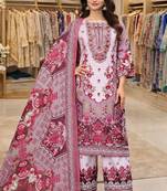 Pink color crepe silk printed women unstitched dress material