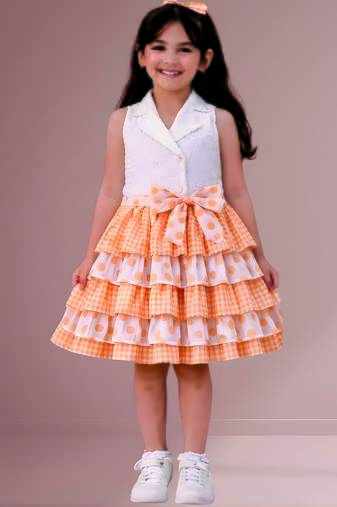 White orange woven cotton co ord set