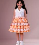 White orange woven cotton co ord set