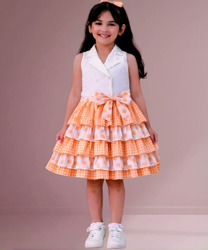 White orange woven cotton co ord set
