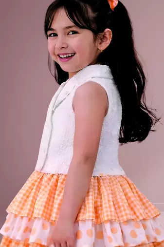 White orange woven cotton co ord set