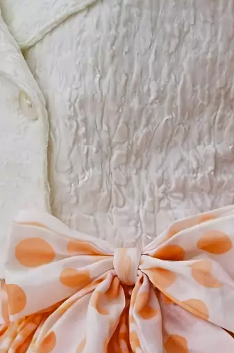 White orange woven cotton co ord set