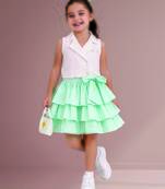 White mint green woven cotton co ord set