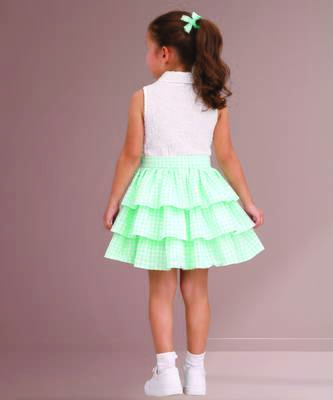 White mint green woven cotton co ord set 2