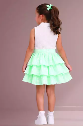 White mint green woven cotton co ord set