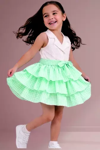 White mint green woven cotton co ord set