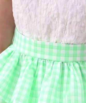 White mint green woven cotton co ord set 4