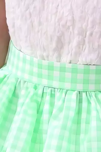 White mint green woven cotton co ord set