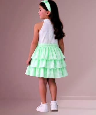 White mint green woven cotton co ord set 2