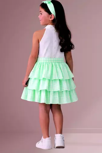 White mint green woven cotton co ord set