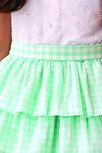 White mint green woven cotton co ord set