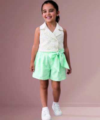 White mint green woven cotton co ord set 1