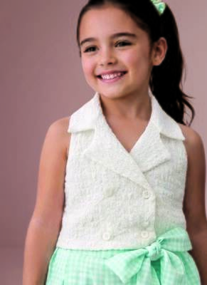 White mint green woven cotton co ord set 4