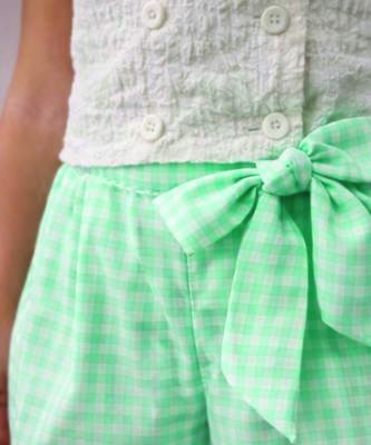 White mint green woven cotton co ord set 5