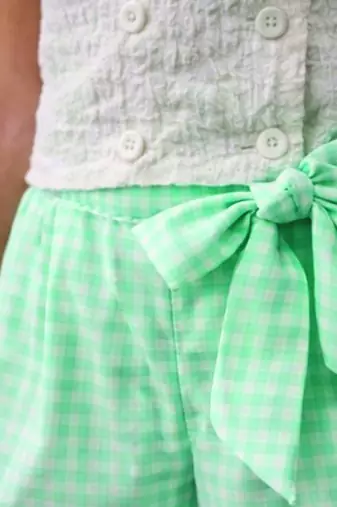 White mint green woven cotton co ord set